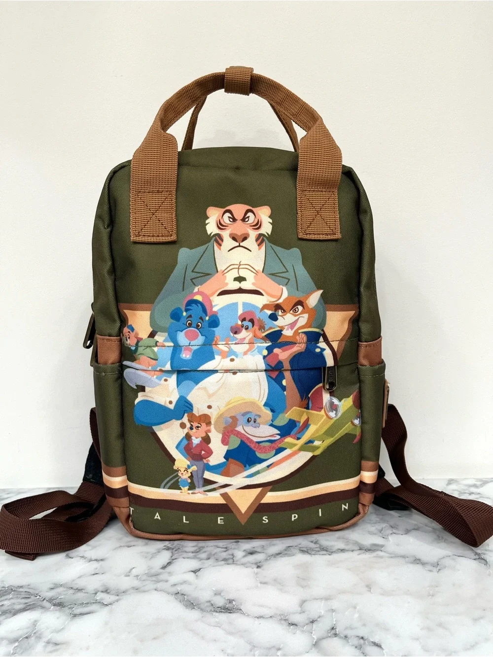 Disney Loungefly Talespin Iconic 90's cartoon mini backpack olive green canvas